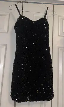 Black Sequin Mini Dress