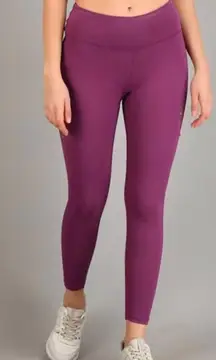 Velocity Womens activewear leggings ankle polyester spandex red wine lightweight
