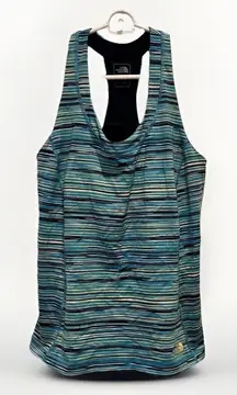 The North Face Vaporwick Racer Back‎ Striped Tank Top Womens Large Activewear