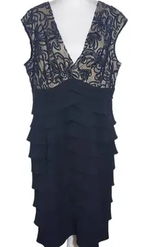 Jessica Howard Black and Nude Cocktail Dress Size 16 Wedding Guest Dress