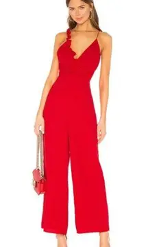 Ruffled Red  the Label Revolve Forget You Jumpsuit in Cherry