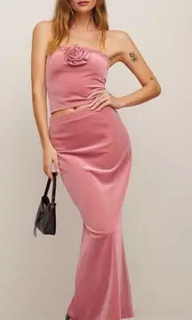 Reformation Adalynn Knit Velvet Two Piece Skirt Set New!