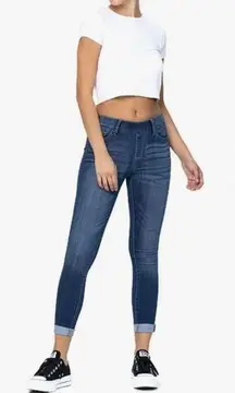 Cello Jeans Mid Rise Skinny Easy Pull On Jeggings Blue Denim Size Medium