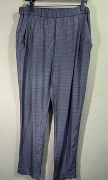 3.1 Phillip Lim Women's Navy Grid Printed Taper Leg Pull On Pants Size 10 Pocket