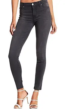 HUDSON Jeans Natalie Super Skinny Raw Hem Black Stone Wash Jeans Size 30