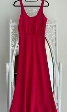 Zara Dress Small Pink Midi Gathered Empire Waist Dopamine Date Night Brunch Girl