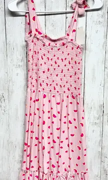 Cabana Crown & Ivy Dress Women Size Small Watermelon Smocked Tie Strap Midi