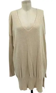 Twin-Set‎ Simona Barbieri Polyamide Wool Blend V-Neck Sweater Tunic Size Large