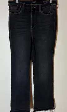 Judy Blue Slim Bootcut Jeans Faded Washed Black Distressed Hem Size 13/31