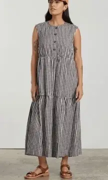 Everlane Black & White Gingham Oversized Tiered Maxi Dress XS