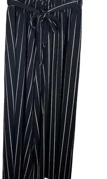 Contemporary Striped Wide Leg Pants Black White Womens Size Medium