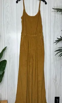 Aerie Offline Tan Summer Lights Terry Wide Leg Jumpsuit size S Small