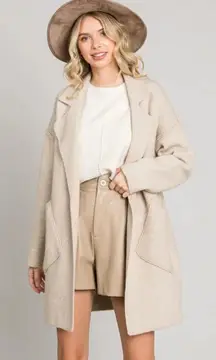 Allie Rose NWT Camel Collared Coatigan Sweater Cardigan Jacket Size Medium