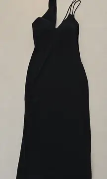 Zara One Shoulder Black Maxi Bodycon Dress Size S