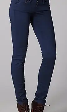 AG • The Stilt Cigarette Leg Jean sateen navy blue slim skinny pants