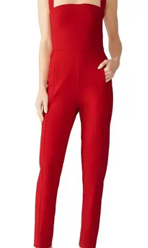 Black Halo Red Bene Jumpsuit Red‎ Sleeveless Crisscross Back Size 12
