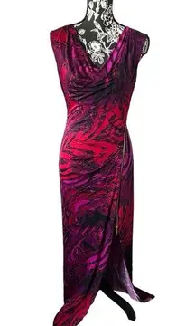 Cache Red Purple Cowl Neck Dress evening designer gown brand new medium