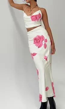 NWT Princess Polly Karalle Skirt Set Cream / Pink Size 12