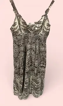 Cute vintage Y2K creamy soft floral leaves smocked babydoll ruffle midi dress