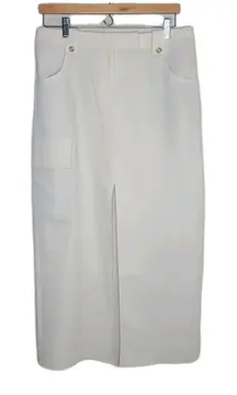 Express Mid Rise Cargo Front Slit Maxi Skirt Career Office Ivory Size‎ 8