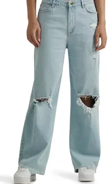 Wrangler Women's High-Rise Loose Fit jean light wash baggy denim pants