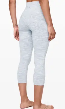 Lululemon Wunder Under Crop High Rise Leggings 21” Sheer Blue Chambray Size 10