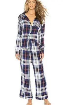 Revolve Plush Red Blue Plaid Pajama Set New w Tags XS