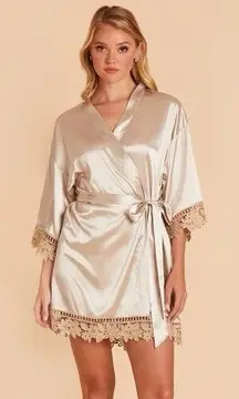 Birdy‎ Grey Claudine Lace Robe Shiny Satin Neutral Champagne Size XL/XXL