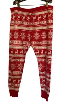 Old Navy Christmas Pajama Pants XL – Red Fair Isle Reindeer Snowflakes