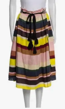 Apiece Apart Striped Layered Tassel MIDI skirt