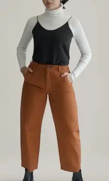 Everlane Women's Curved Canvas Barrel Leg Pant Orange Size 4 100% Cotton
