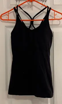 Athleta Black Strappy Tank with Built in Bra