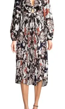Delfi Collective‎ Dress Women Medium Black Claudine Printed Stretch Crepe Midi