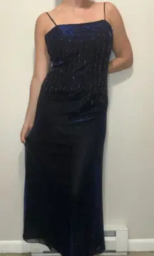 Vintage Betsy & Adam by Jaslene Gown 12P Fits Modern 6 Beaded Maxi Slip Dress