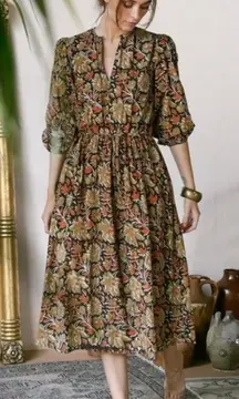 Mille Autumn Harvest Floral Midi Dress XS