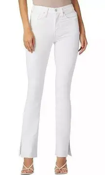 L'agence Straight Leg Split Hem Jeans High Rise White Denim Boho Chic Size 25