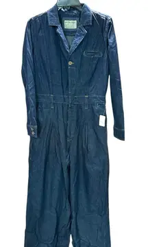 New Free People Franklin Tailored One Piece Denim Jumpsuit Rinse S