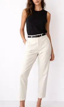ZARA Cotton Linen Blend Oyster White High Waist Ankle Crop Pants NEW! Sz M💛