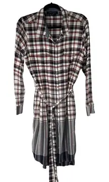 Tommy Hilfiger Plaid Full Button‎ Front Long Sleeve Waist Tie Shirtdress