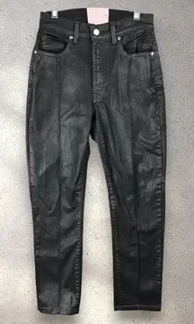 Revice Coated Star Jeans Women’s 27 Black High Rise Slim Fit Y2K Streetwear Chic