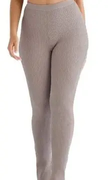 HOUSE OF CB Mitzi Rib Leggings in Taupe Size Small