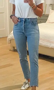AGOLDE Riley Jeans size 30 High Rise Cropped Raw Hem