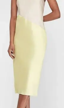 EXPRESS Satin Tan & Yellow Midi Slip Dress