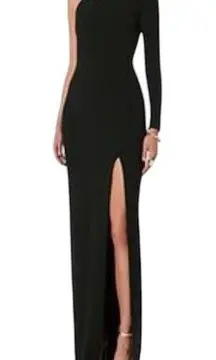 House of CB Black One Shoulder Long Sleeve Gown