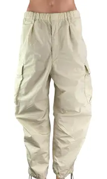 Uniqlo Beige Cream Elastic High Waist Tapered Cargo Joggers Trousers Pants Sz 30