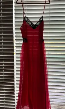 Gorgeous Red And Black Slip Nightgown