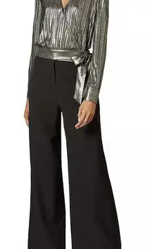 Ted Baker London Elwiira Gathered Metallic Wrap Top‎ Party Blouse Formal XS $209