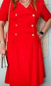 Vintage 80s Robert Riel Saks 5th Ave Lipstick Red Dress/Duster size 14 L large