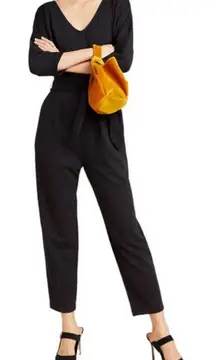 Anthropologie Sutton Ponte Jumpsuit V-Neck Cropped Length Black Size XLarge