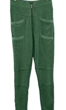 Free People Movement Olive Ash‎ Green Zip Front Pocket Legging Pants Size Small
